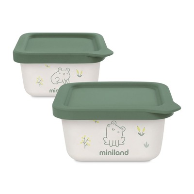 Miniland ECO-friendly Hermetické nádoby na uloženie jídla, 2x400 ml, Žabka