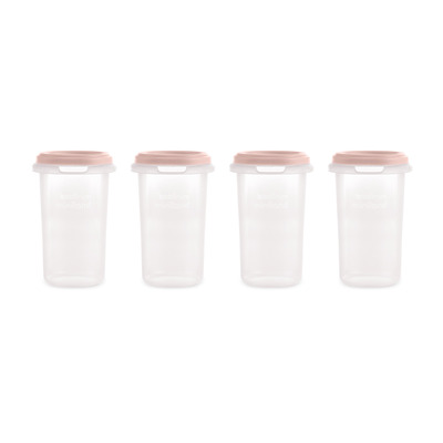 Miniland Dolce Hermeticky uzatvárateľné nádoby na potraviny, 4x330 ml, ružové