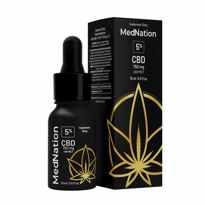 Med Nation CBD RAW Olej s obsahom kanabinoidov, flavonoidov a terpénov, 15ml, 750mg, 5 %