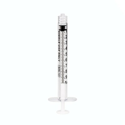SOL-M Striekačka bez ihly Luer Lock (PC) škálovaná po 0,01 ml, 1 ml, 100 ks