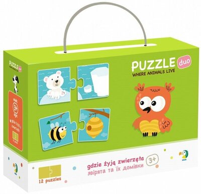 DoDo Puzzle Duo Kde žijú zvieratká 12x2 dieliky