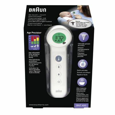 BRAUN BNT400 čelový bezdotykový teplomer s "AGE Precision" systémom, biely