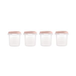 Miniland Dolce Hermeticky uzatvárateľné nádoby na potraviny, 4x200 ml, ružová