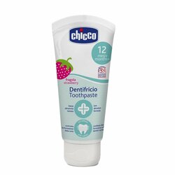 Chicco Zubná pasta bez fluoru s príchuťou jahoda, 12m+