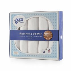 XKKO Organic Staré časy - Plenky z biobavlny - Bílé, 80x80