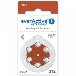 everActive Ultrasonic 1,45 V Csereelem hallókészülékekhez, 312-es méret, 6 db