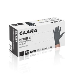 CLARA Bezpúdrové nitrilové rukavice čierne S, 100 ks