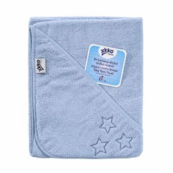 XKKO Organic BIO Bavlnená froté osuška s kapucňou 90x90 - Baby Blue Stars