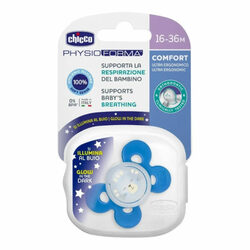 Chicco PHYSIO COMFORT LUMI  silikónový cumlík svietiaci, modrý, 16m+