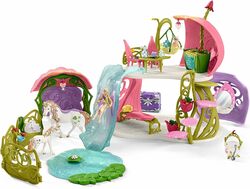 Schleich Set trblietavý kvetinový dom s jednorožcom a jazierkom