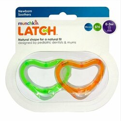 MUNCHKIN LATCH  Set silikónových cumlíkov, od 0m+, 2ks, zelená/oranžová