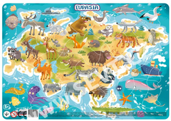 DoDo Puzzle s podložkou - Zvířata eurasie 53 dílků