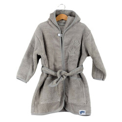 XKKO BIO Bavlnený župan Organic - Grey Stars, 6-12m, šedý