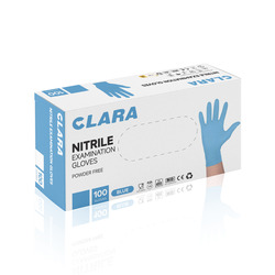 CLARA Bezpúdrové nitrilové rukavice modré XL, 100 ks