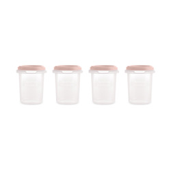 Miniland Dolce Hermeticky uzatvárateľné nádoby na potraviny, 4x250 ml, ružová
