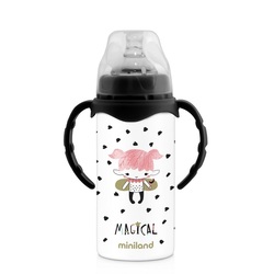 Miniland Magical Nerezová termoska s cumlíkom, 240ml, čierno biela