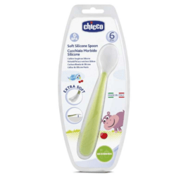 Chicco Mäkká silikónová lyžička, zelená, od 6m+