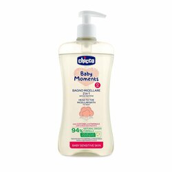 Chicco Baby Moments, Micelárna voda do kúpeľa s bavlníkovým olejom 2v1, 500ml, od 0m+