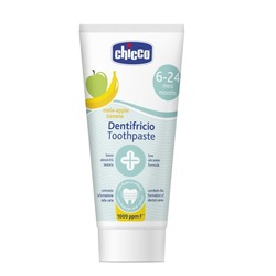 Chicco Zubná pasta s fluorom s príchuťou banán, jablko, 6m+
