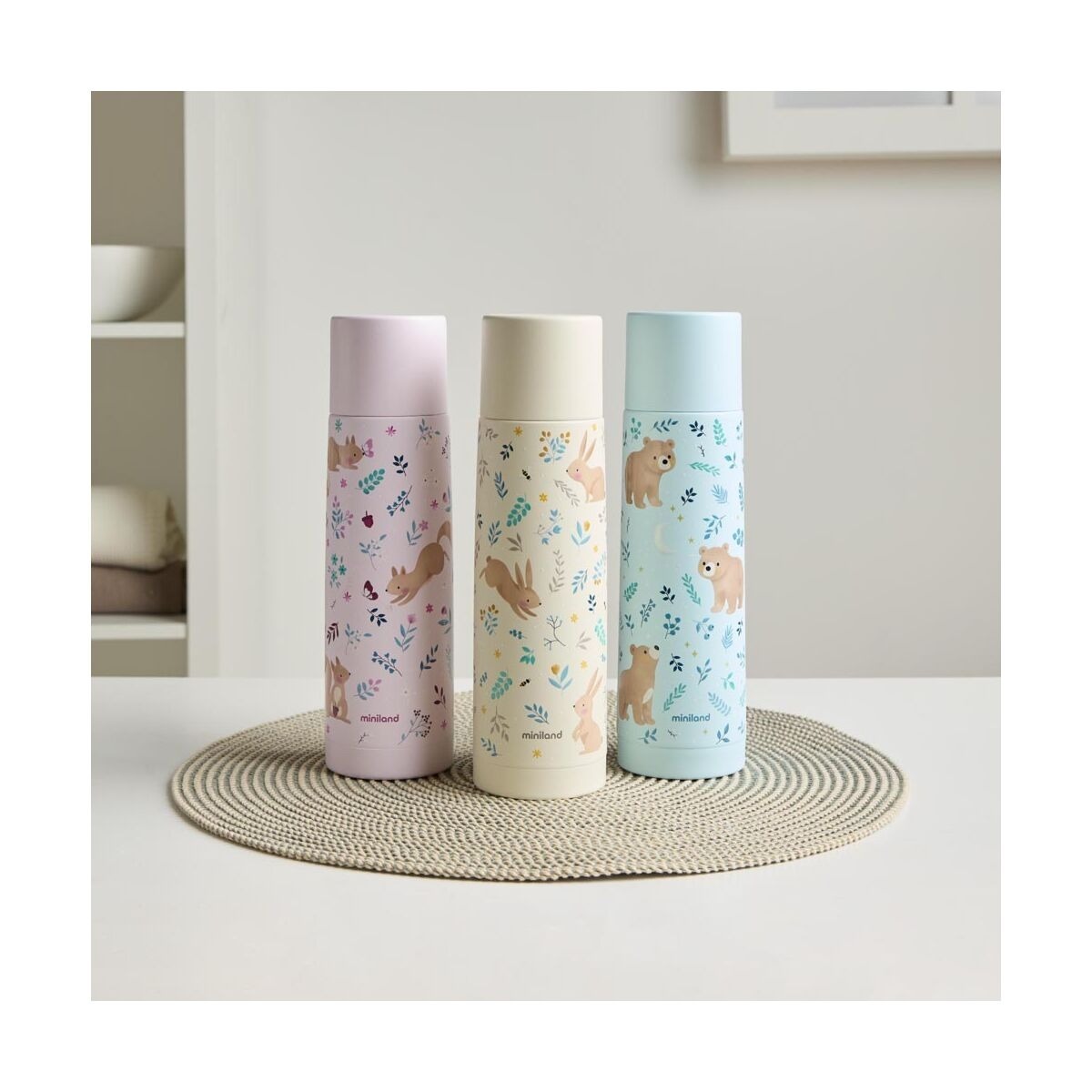 Miniland Detská nerezová termoska Dreamland 500 ml - Zajačiky