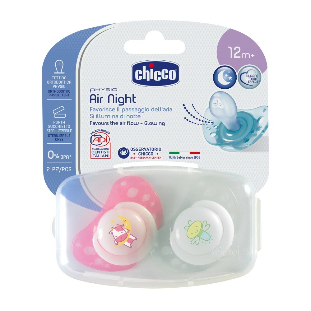 Chicco Physio Air Lumi Upokojujúci cumlík svietiaci v tme, 16m+