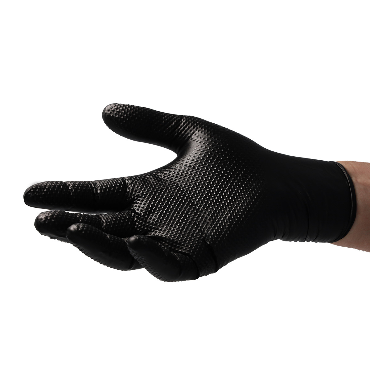 VELO STRONG GRIP Pevné nitrilové pracovné rukavice s pevným úchopom, veľ. M, čierne, 50ks