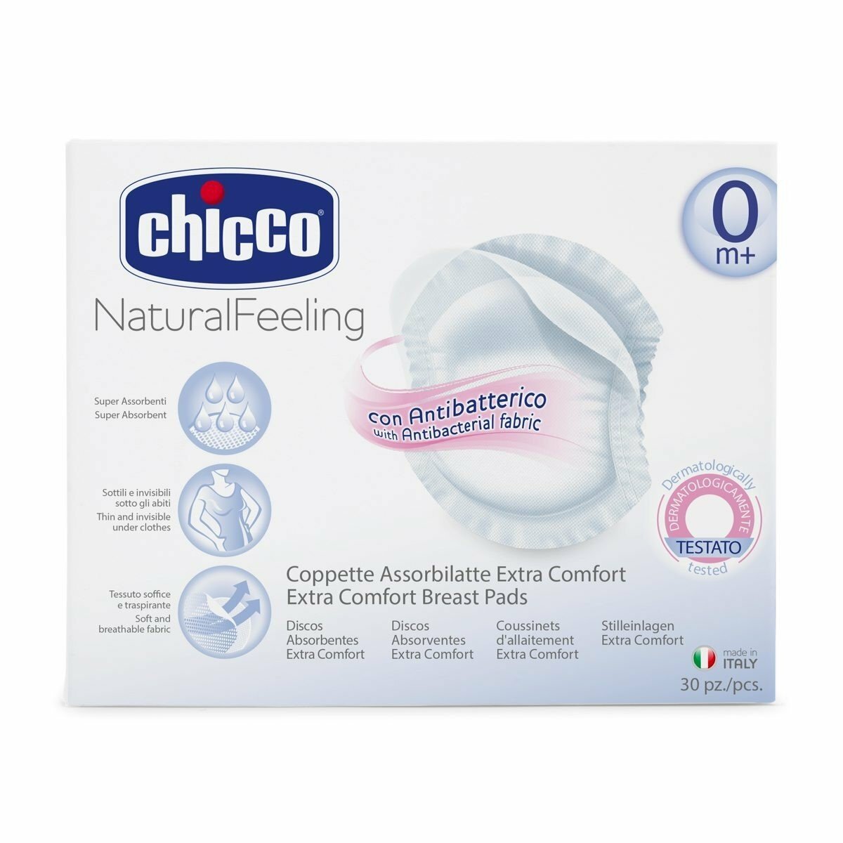 Chicco Natural Feeling Antibakteriálne prsné vložky, 30ks