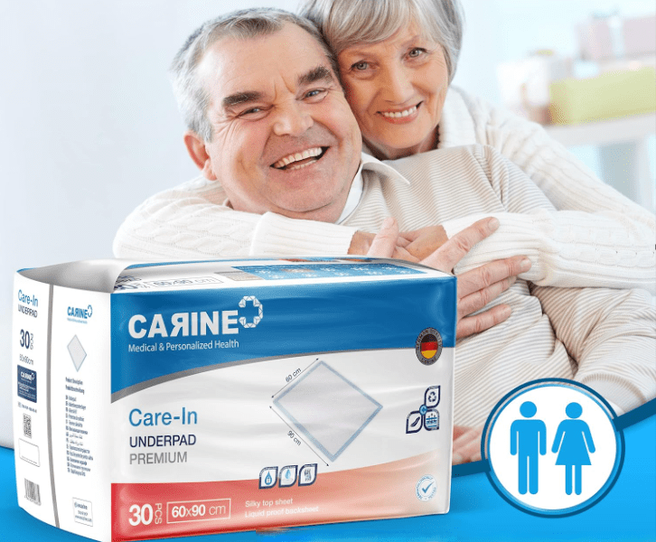 CARINE Jednorazové absorbčné podložky, modré, 60cmx90cm, absorbcia 1000 ml, 90 ks