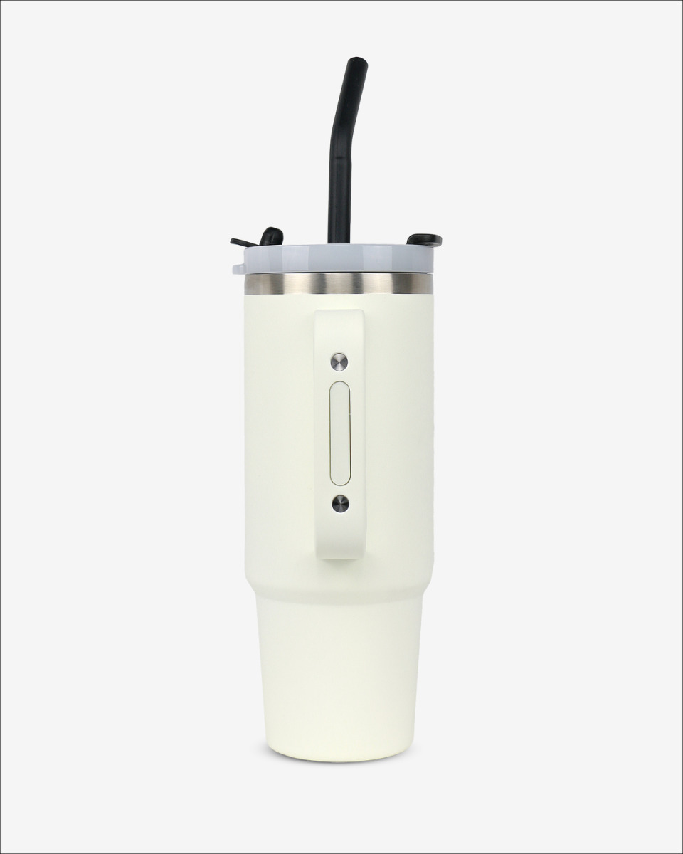 Runbott Latt Termohrnček s rúčkou a slamkou – 800 ml, Krémový