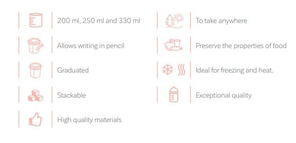 Miniland Dolce Hermeticky uzatvárateľné nádoby na potraviny, 4x200 ml, ružová