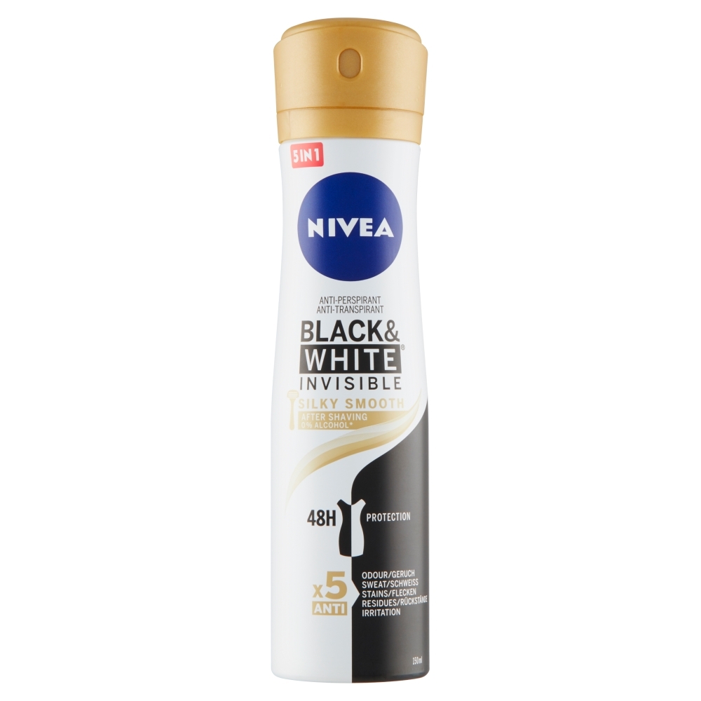 NIVEA Black & White Invisible Silky Smooth Sprej antiperspirant 150 ml