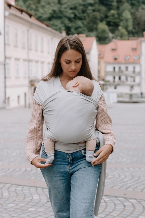 BOBA Wrap Šatka na nosenie detí, svetlo šedá