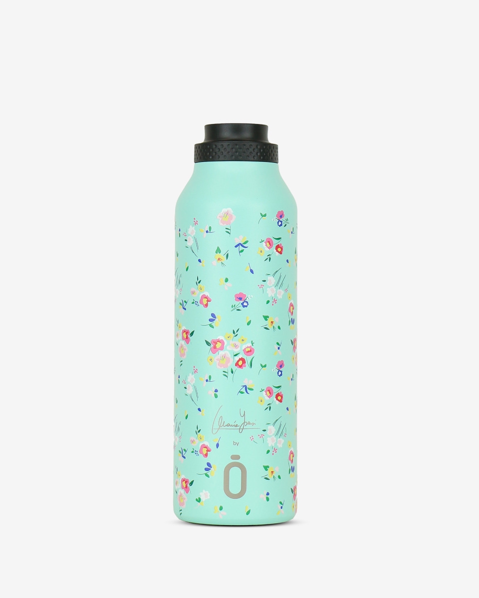 Runbott Mii Nerezová termofľaša s izoláciou – 600ml, Kvety na zelenej