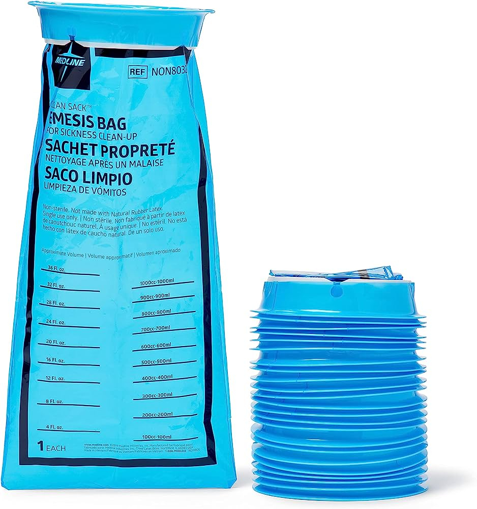 Medline Vrecko na zvratky polyetylénové a tesniacim krúžokom, 2L, modré, 144ks