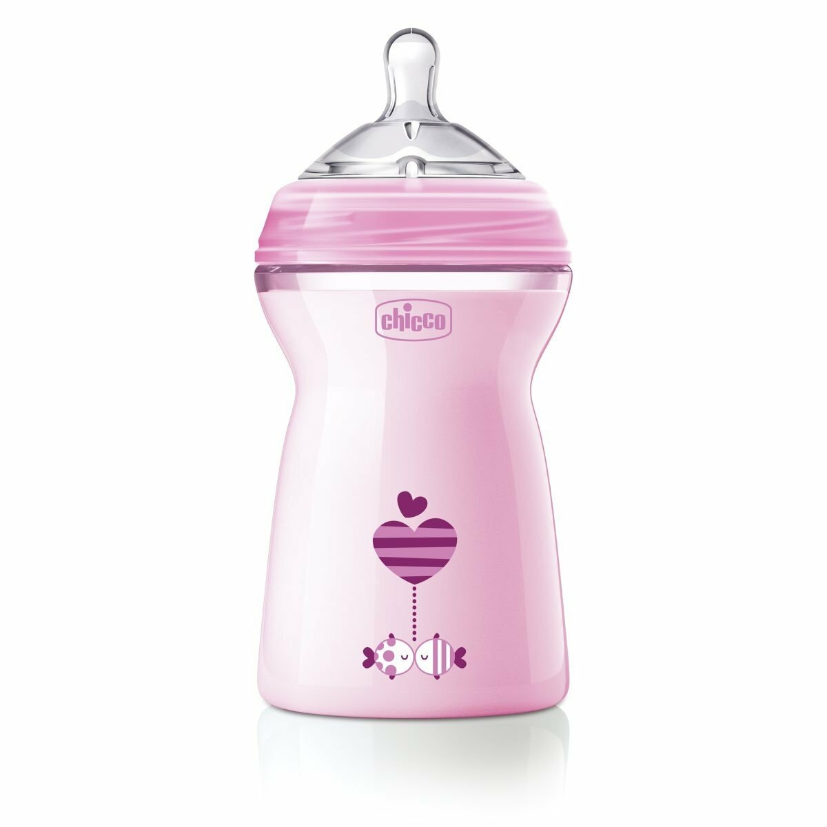 Chicco Natural Feeling detská dojčenská fľaša ružová 330ml, od 6m+