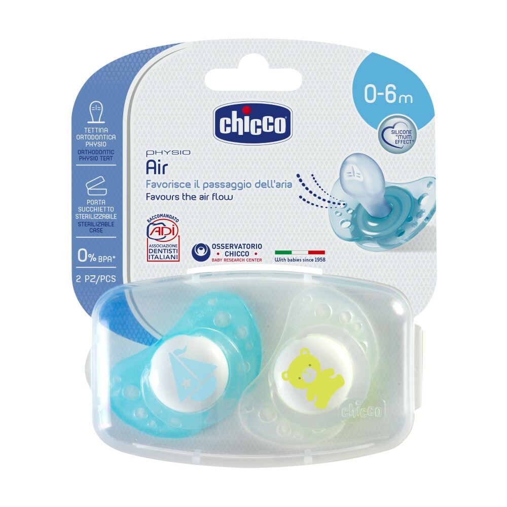 Chicco Physio Air Upokojujúci cumlík, modrý, 0m+