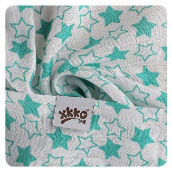 XKKO BMB zavinovačka - osuška, 120x120 - Little Stars Turquoise