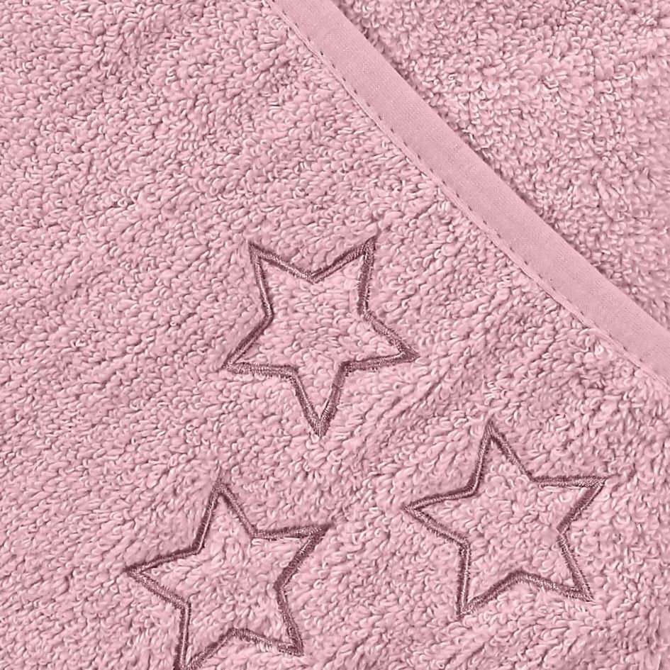 XKKO Organic BIO Bavlnená froté osuška s kapucňou, 90x90 - Baby Pink Stars