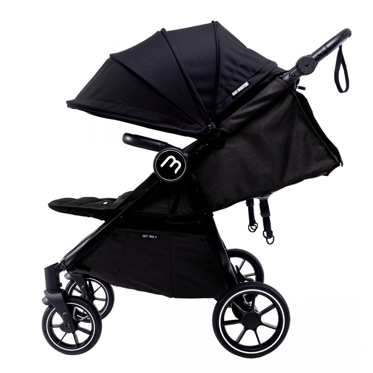 Baby Monsters Easy Twin 4 Ultra úzky kočík pre dvojičky (šírka 65 cm), čierny