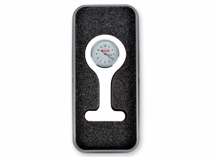 GIMA Ošetrovateľské hodinky v hliníkovom boxe, biele