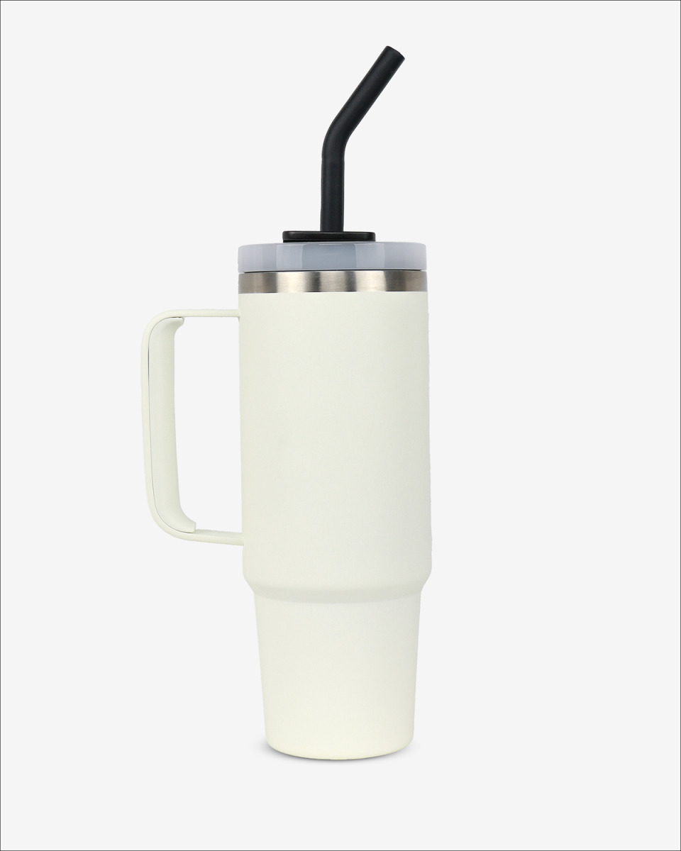 Runbott Latt Termohrnček s rúčkou a slamkou – 800 ml, Krémový