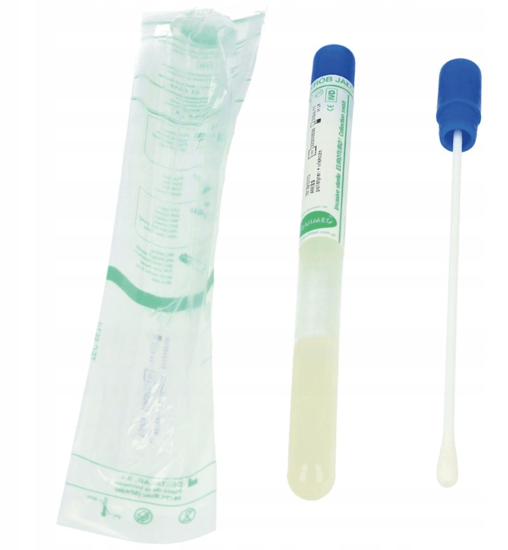Deltalab Výterová sterilná tyčinka s vatovým tampónom v skúmavke s AMIES médiom, 100 ks.