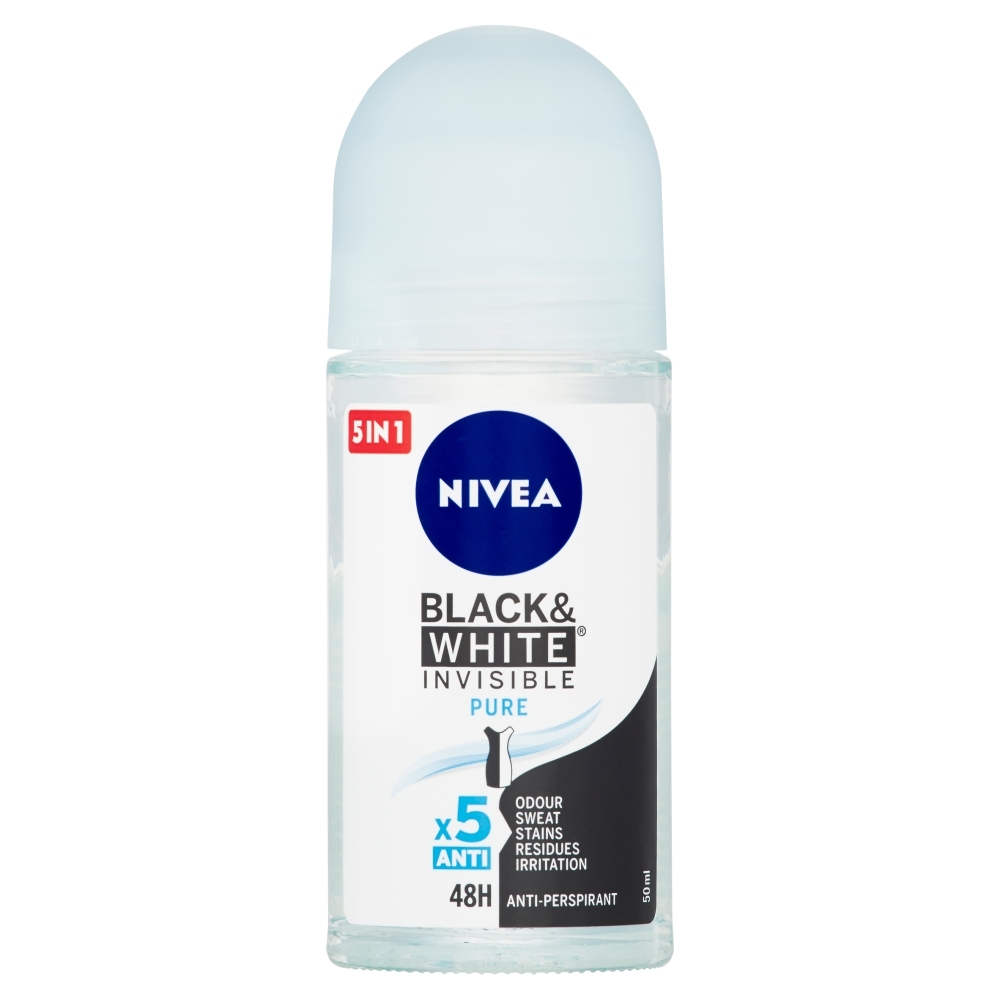NIVEA Black & White Invisible Pure Guľôčkový antiperspirant, 50 ml