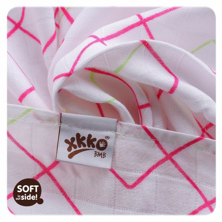 XKKO BMB Bambusová osuška Magenta Squares, 90x100, (1ks)