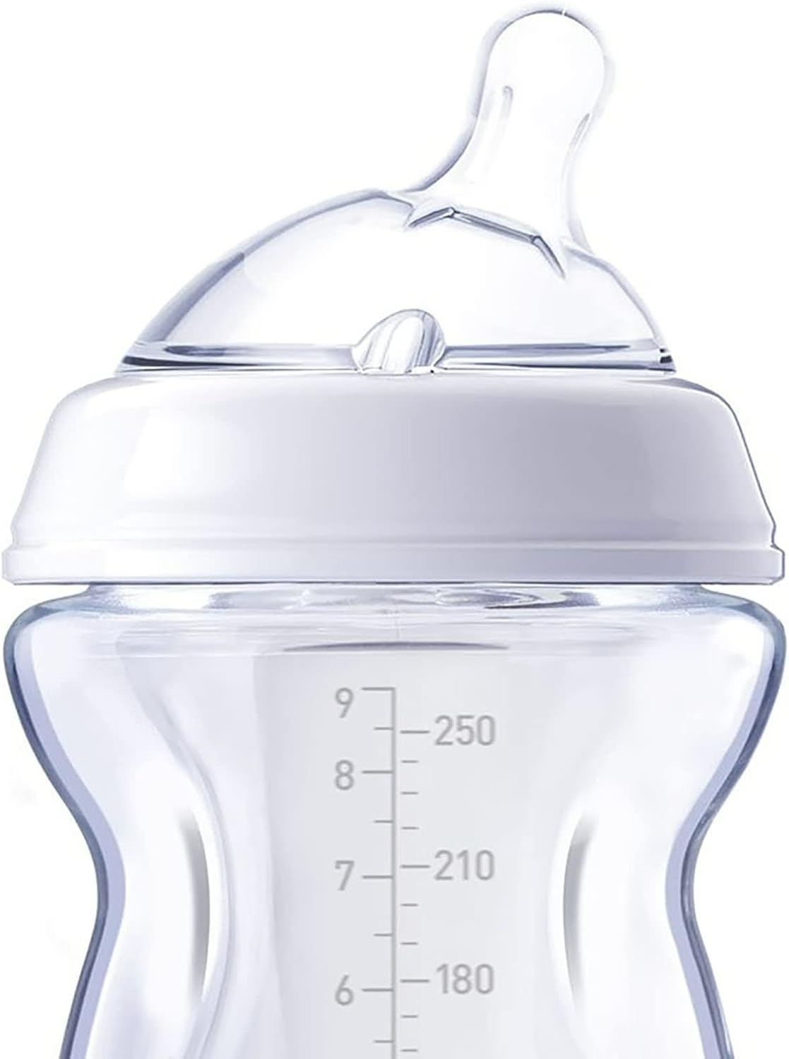 Chicco Naturalfeeling Sklenená fľaša 250ml, so silikónovým cumlíkom, pomalý prietok 2+