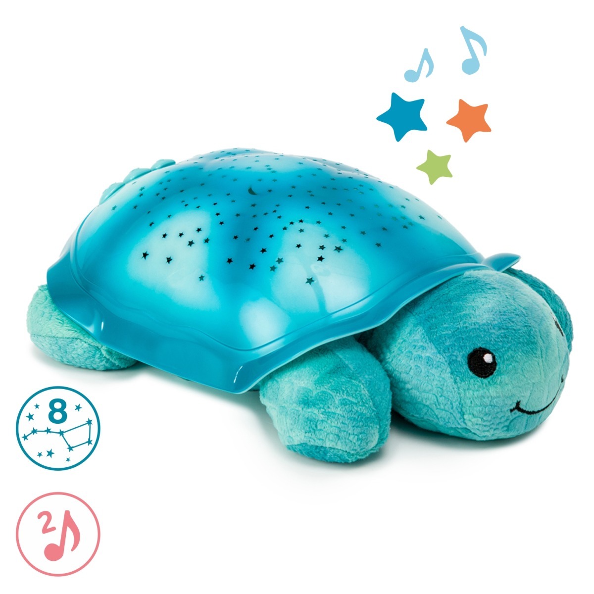 Cloud b® Twinkling Twilight Turtle™ - Nočné svetielko s melódiou, Korytnačka, modrá, 0m+
