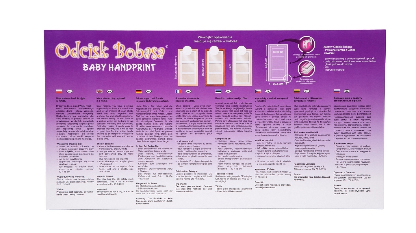 Baby Otisk Sada pre odtlačok, trojitý rám z hlinou - čierny