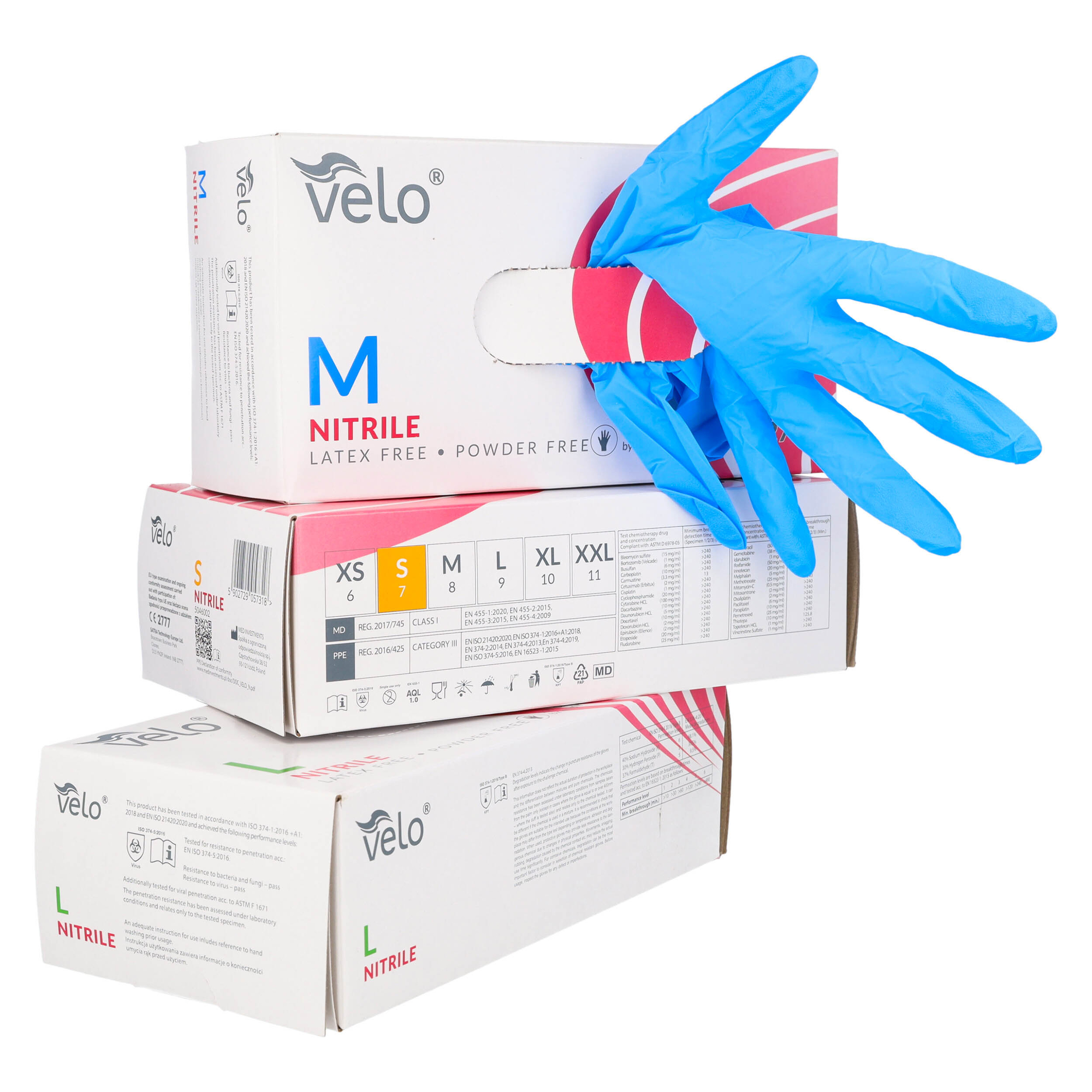VELO NITRILE BLUE L Chirurgické nitrilové rukavice bez púdru, modré, 100 ks
