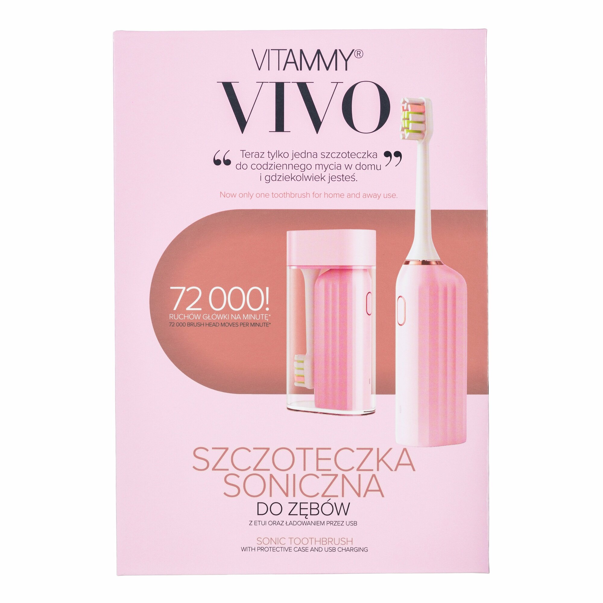 VITAMMY VIVO Pink Sonická zubná kefka s puzdrom, ružová