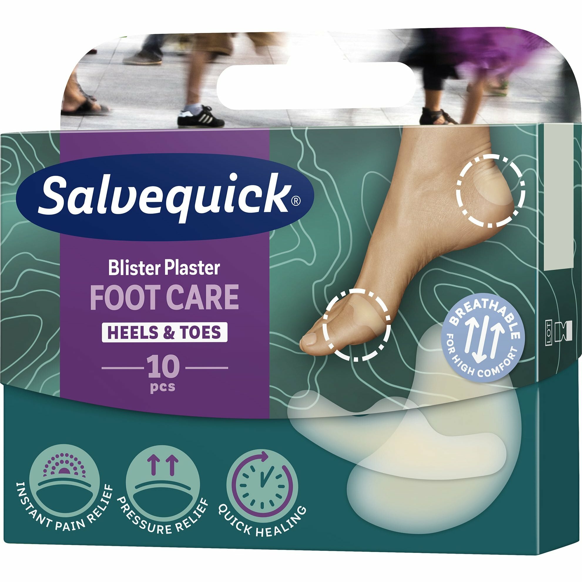 Salvequick Foot Care Blister Náplasť na pľuzgiere, 10 ks
